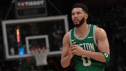 NBA 2K25 basketball game screenshot with players in action