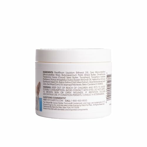 Side view of a product jar showing ingredients label